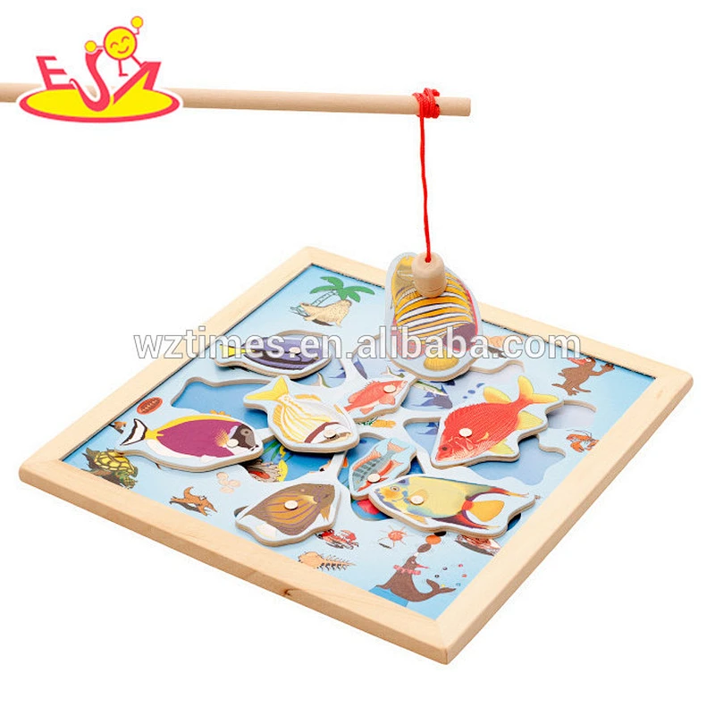 2018 New products baby wooden magnetic fishing set funny kids wooden magnetic fishing set best magnetic fishing set W01A191