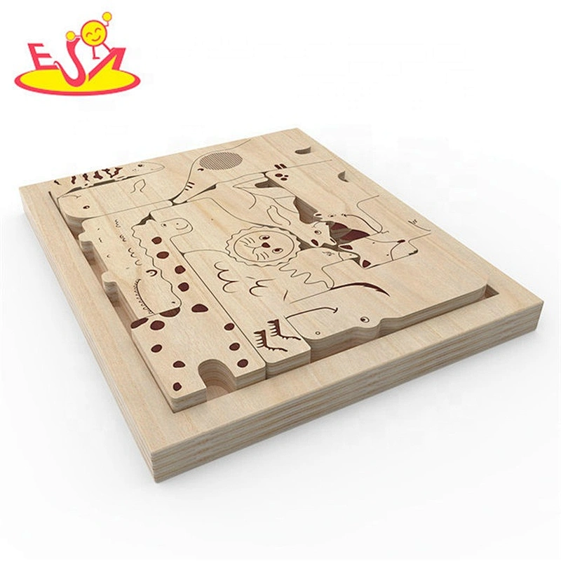 2019 New hottest cartoon animals wooden puzzle zoo for kids W14I038B