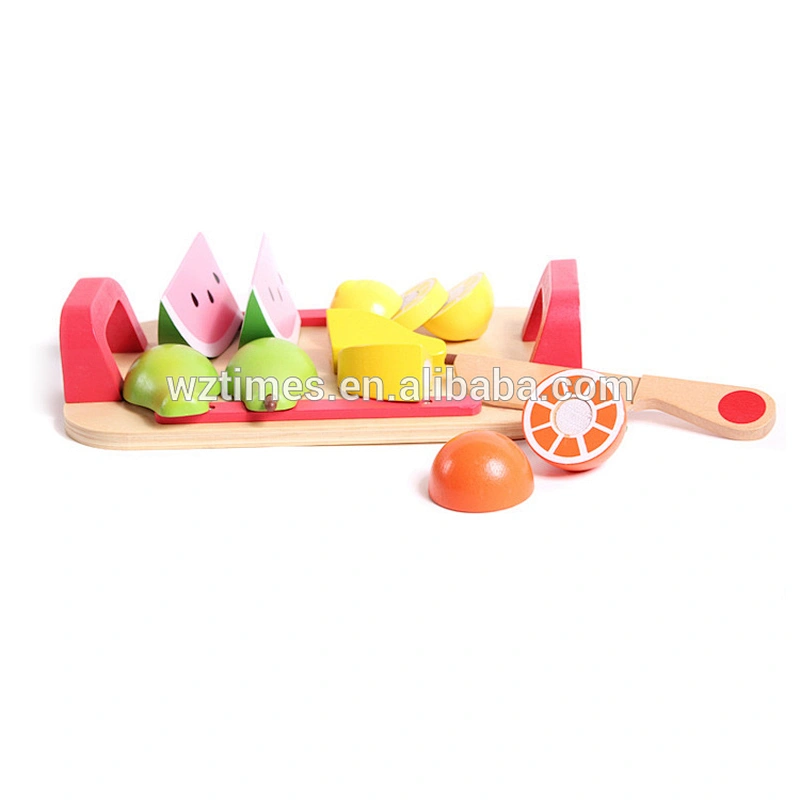 2018 Wholesale cheap fruit cutting toys wooden pretend play food set for kids W10B215