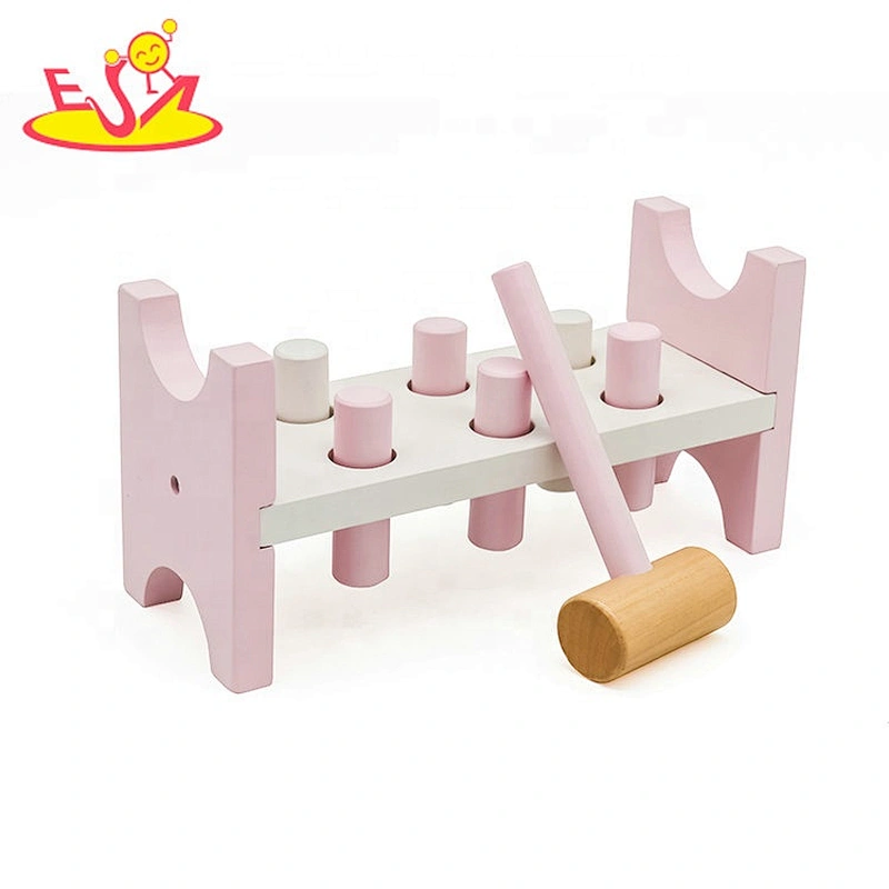 Customize intelligence pink wooden toy hammer for children W11G047