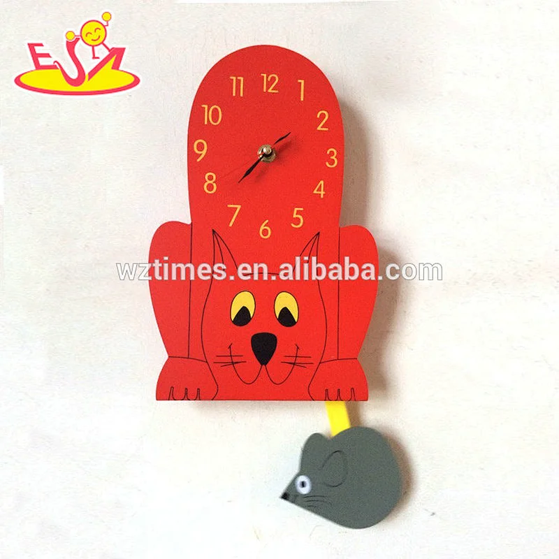 wholesale cartoon wooden wall clock for sale W14K039