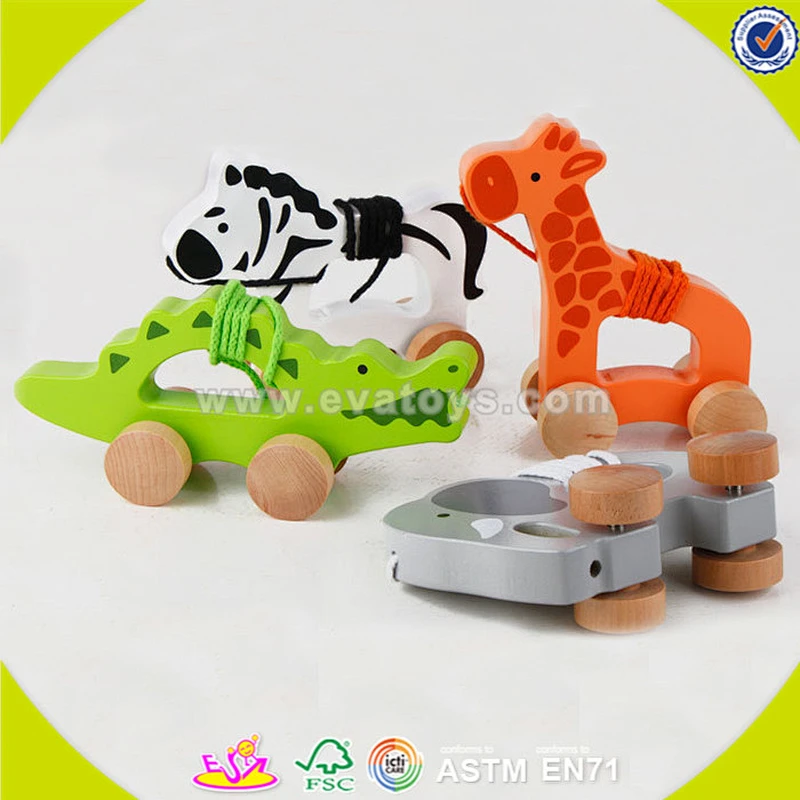 New popular wooden cartoon animal toys for kids W05B083