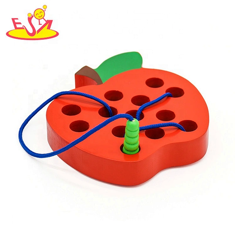 New arrival worm eat apple wooden toy threading for baby early development W11E095