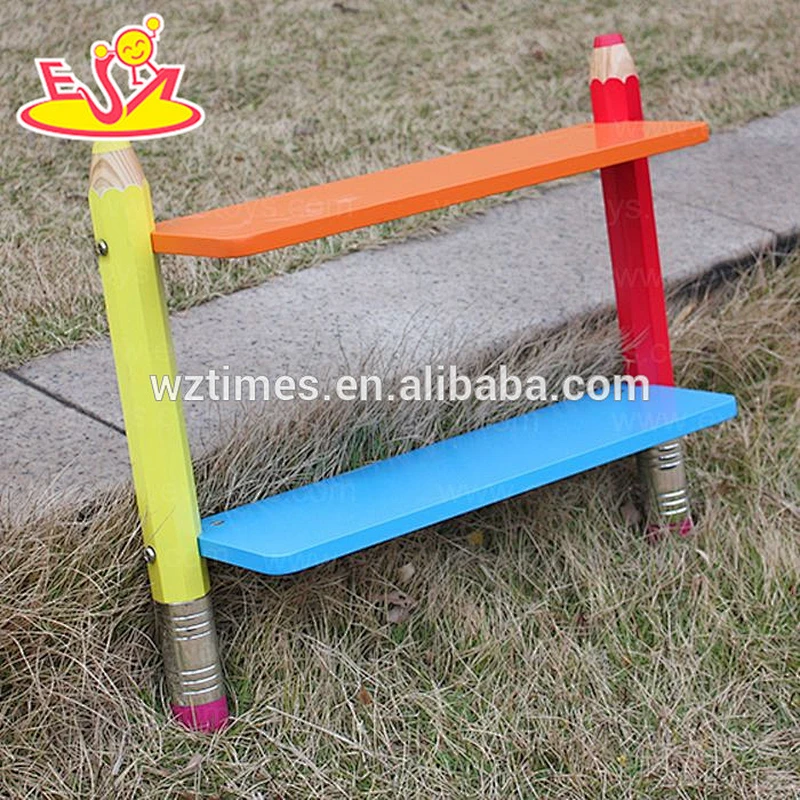 Wholesale cartoon style colorful houseware wooden wall shelf for children W08D028