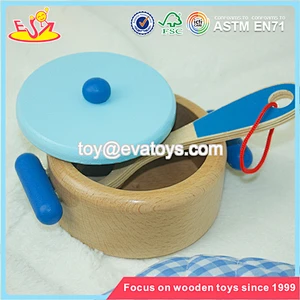 Wholesale best gift for preschool kids wooden 9 pcs cooking toy funny wooden cooking kitchen toy W10B128