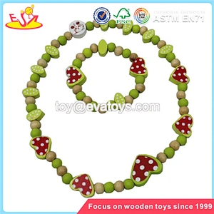Wholesale brand new wooden string bead toy cheap kids wooden necklace string bead toy W11E034