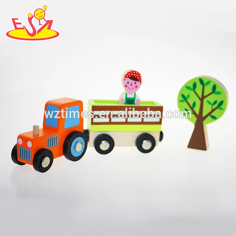 Wholesale interesting baby pretend toy wooden animals farm set toy W01A072