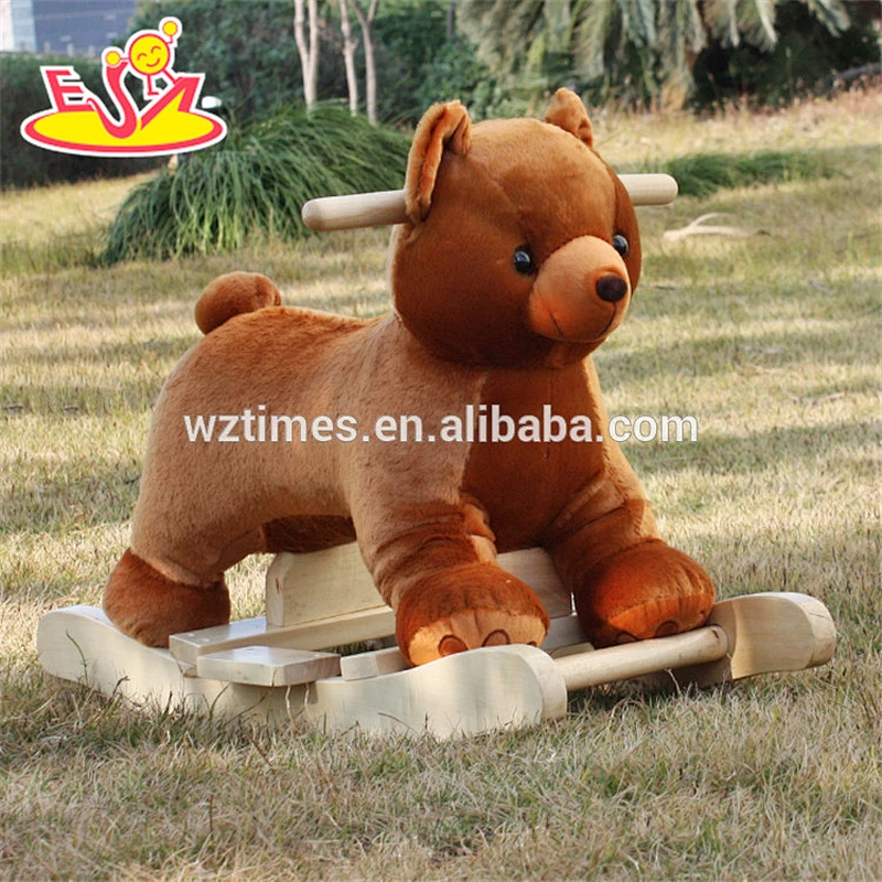 2018 New design wooden plush rocking horse children wooden plush rocking horse baby wooden plush rocking horse W16D073