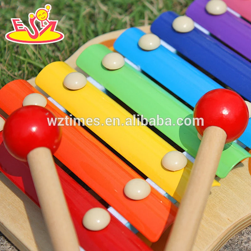 Wholesale colorful bear shape wooden xylophone sound toy 8 notes xylophone sound toy for baby W07C036