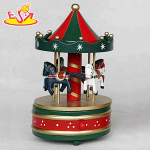 wholesale baby wooden toy carousel music box christmas gift kids wooden toy carousel music box W07B009C