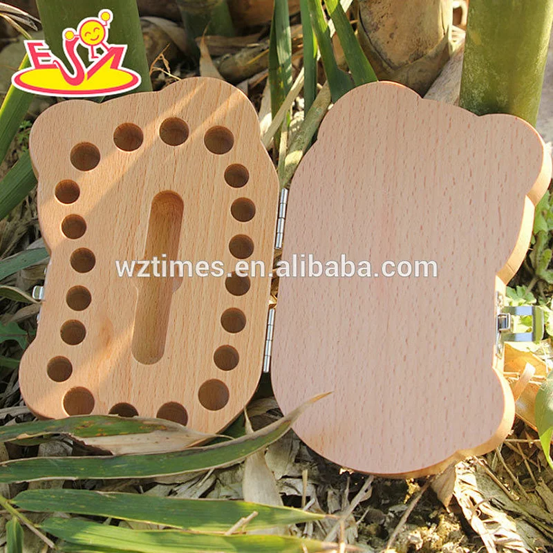 Wholesale hottest sale children panda shaped wooden tooth keepsake box W18A040