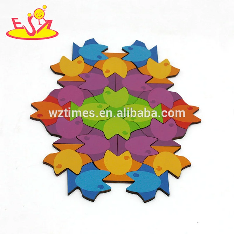 Hölzernes Puzzlespiel 3d der intelligenten Fischform für Kinder Weihnachtsgeschenke W14A183