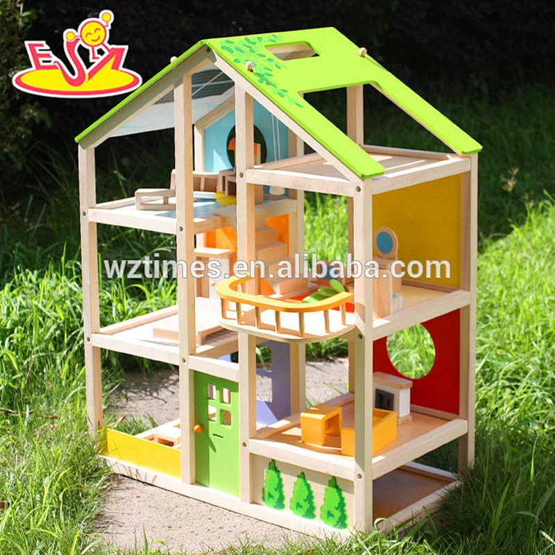 2018 Neues Design aus Holz große Puppenhaus Kinder aus Holz großes Puppenhaus einzigartiges Holz großes Puppenhaus W06A158
