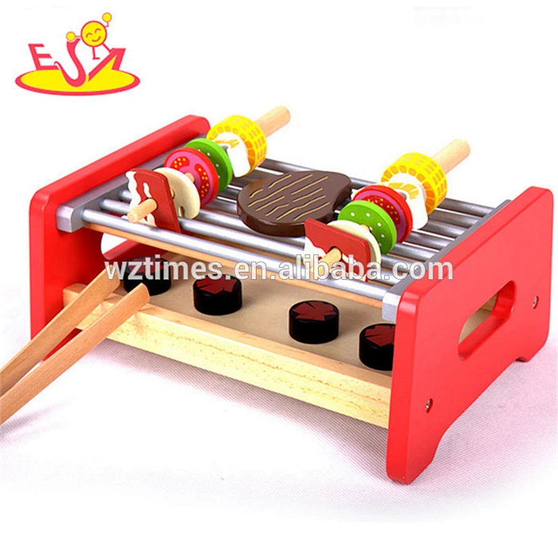 wholesale high quality mini wooden BBQ grill toys cutie wooden BBQ grill toys W10C165
