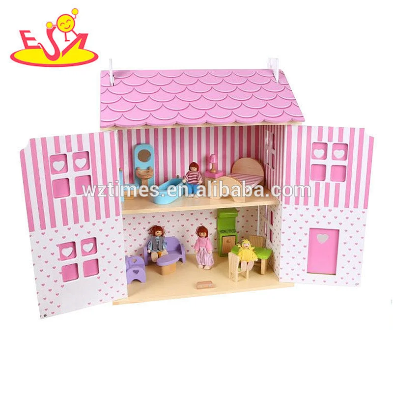 Casa de muñecas en miniatura de madera con muebles de simulación para niños W06A253