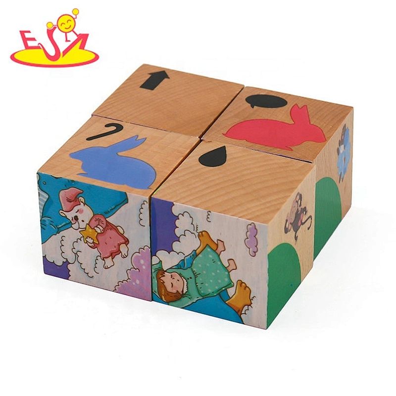 2019 New design 6 sided wooden block cube puzzle for kids W14F062