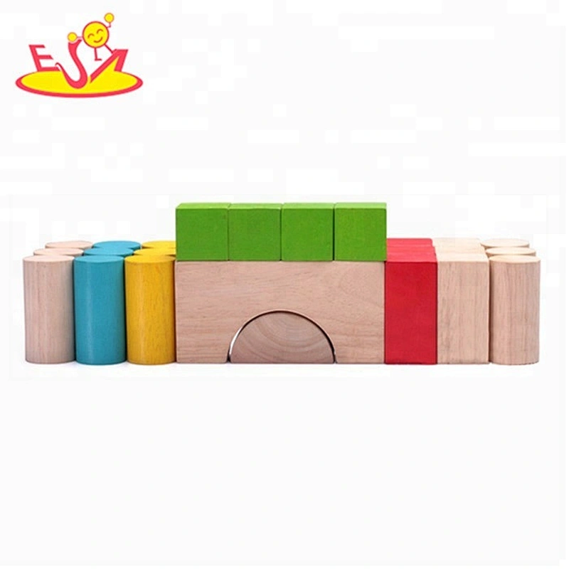 Wholesale teaching aid children wooden blocks stroller with multi-function W13C015