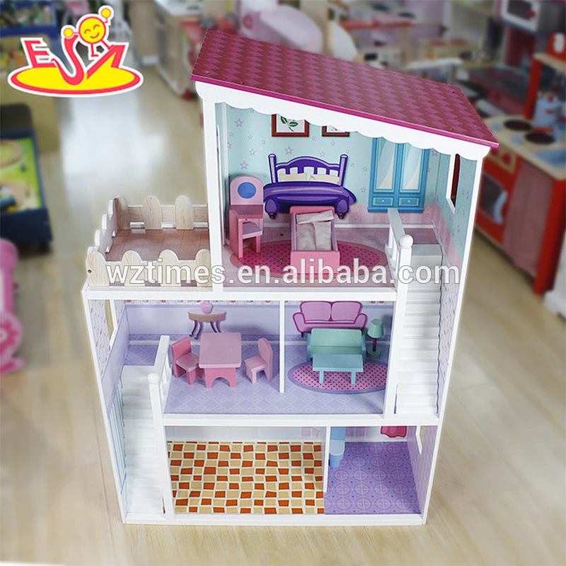 wholesale most popular children cosplay wooden diy dollhouse W06A137-Z