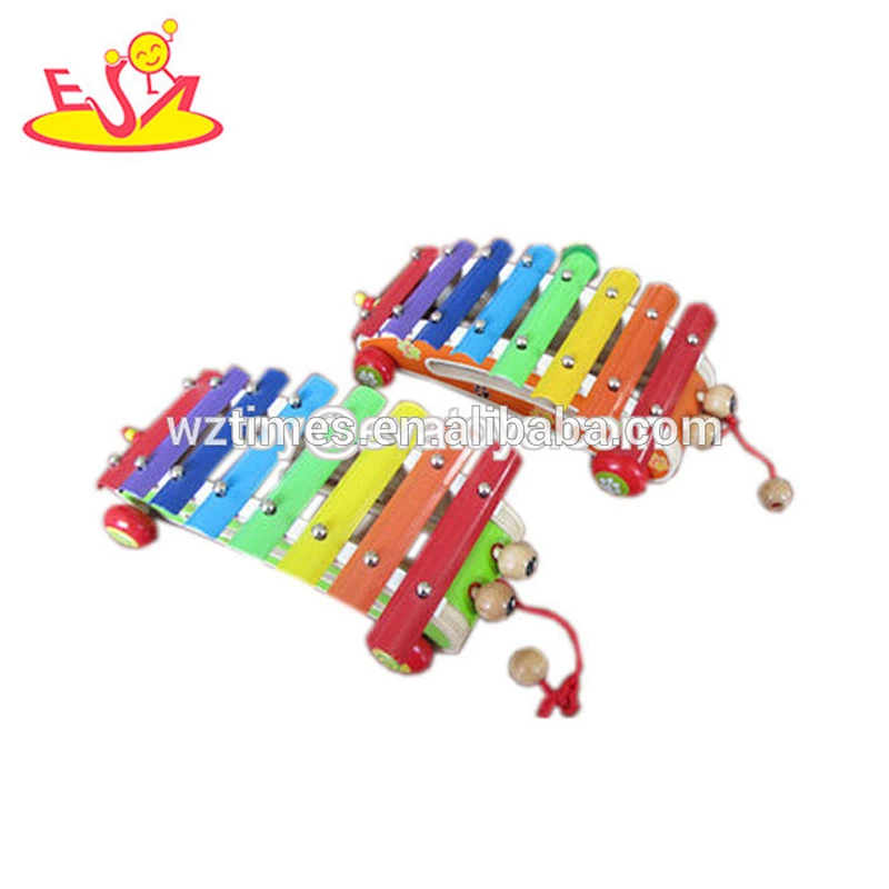 Wholesale cartoon style multi type musical toy wooden flute toy for kids W07D008