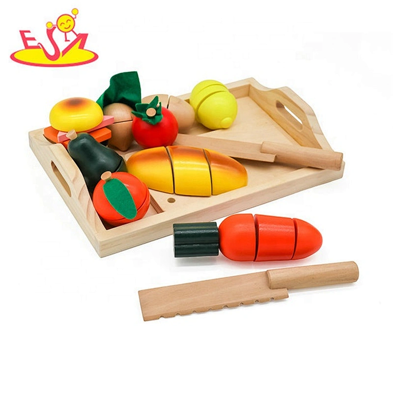 high quality vegetable wooden food cutting toy for children W10B143
