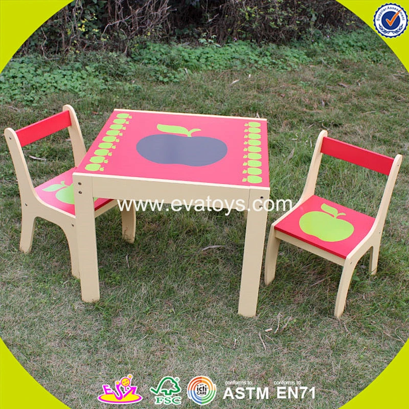 Wholesale cute style baby wooden table and chairs household top quality wooden table and chairs set W08G092