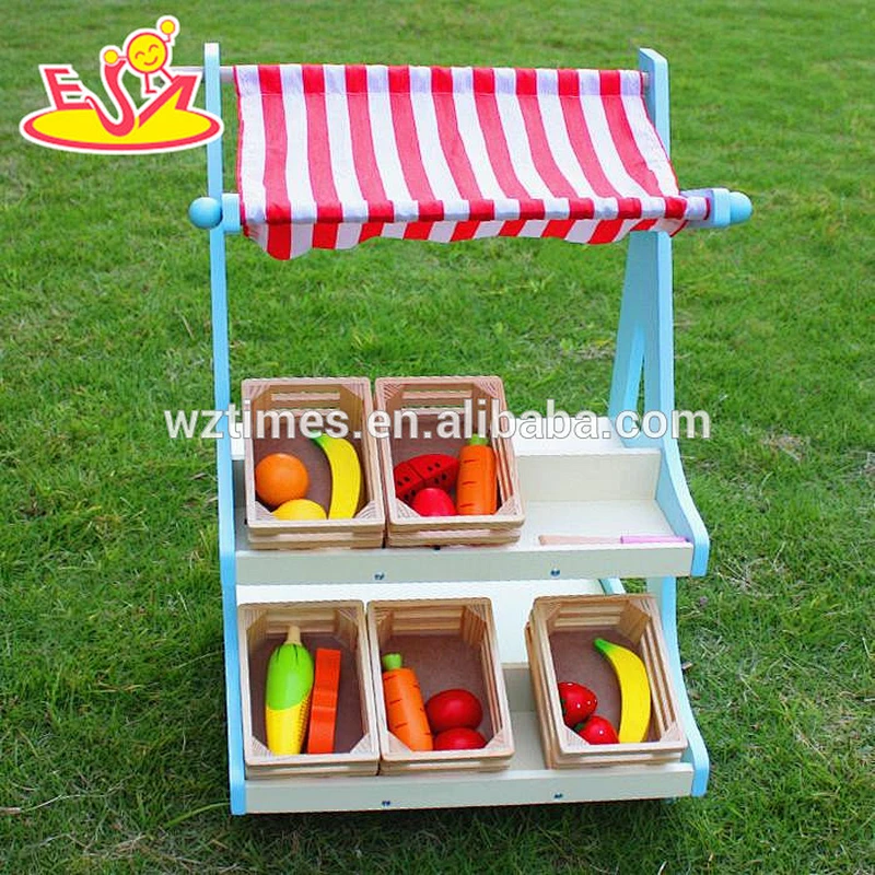 Hölzerner Gemüsestandplatz des Spielwarengeschäfts Spiel hölzernes Gemüsestandplatz des Spielzeugs des lustigen Babys W10A053