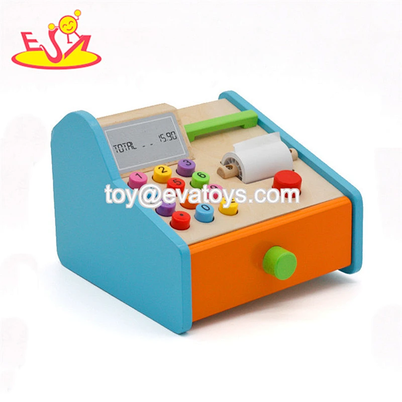 2018 wholesale kids wooden toy cash register new design children wooden toy cash register best toy cash register W10A065