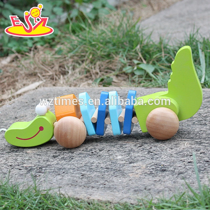 2018 bebé al por mayor tirar de madera a lo largo del juguete mejor diseño tirar de madera a lo largo del juguete nuevo tirón de madera a lo largo del juguete W05C077