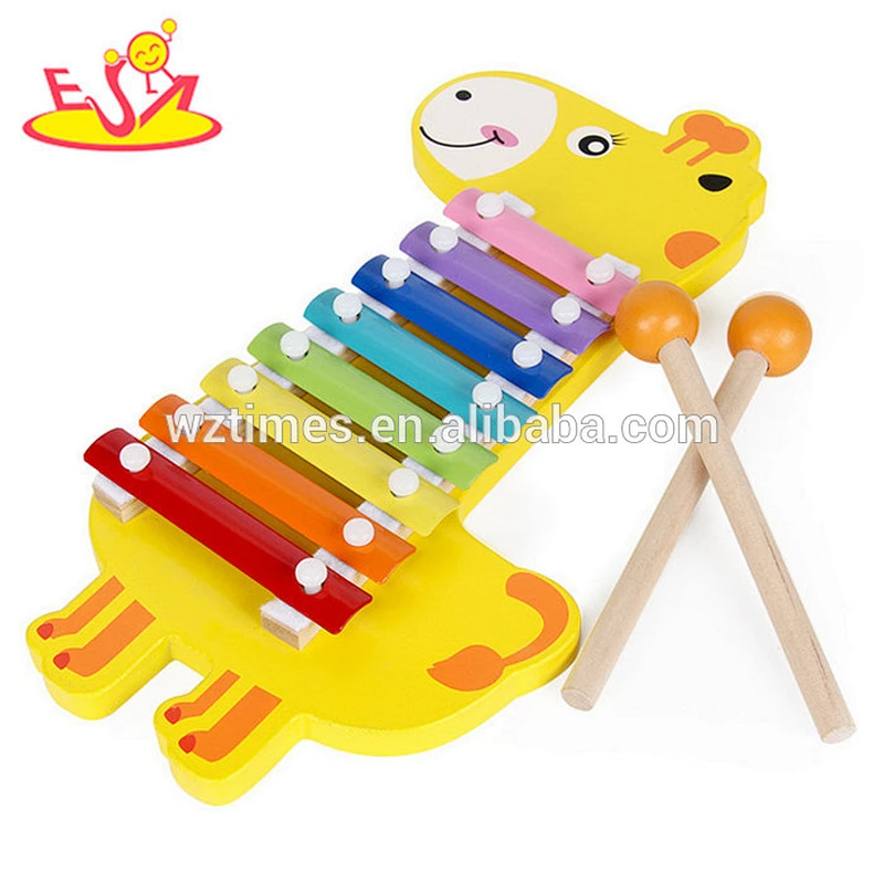 Wholesale music teaching aid cute giraffe shape wooden xylophone set toy for kids W07C060