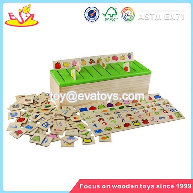 wholesale intelligence toy wooden card toy for kids colorful wooden educational toy W12C003