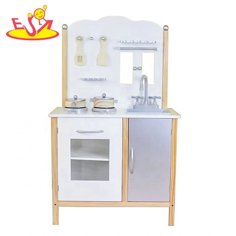 2019 New arrival children blue wooden kitchen toy for pretend W10C446