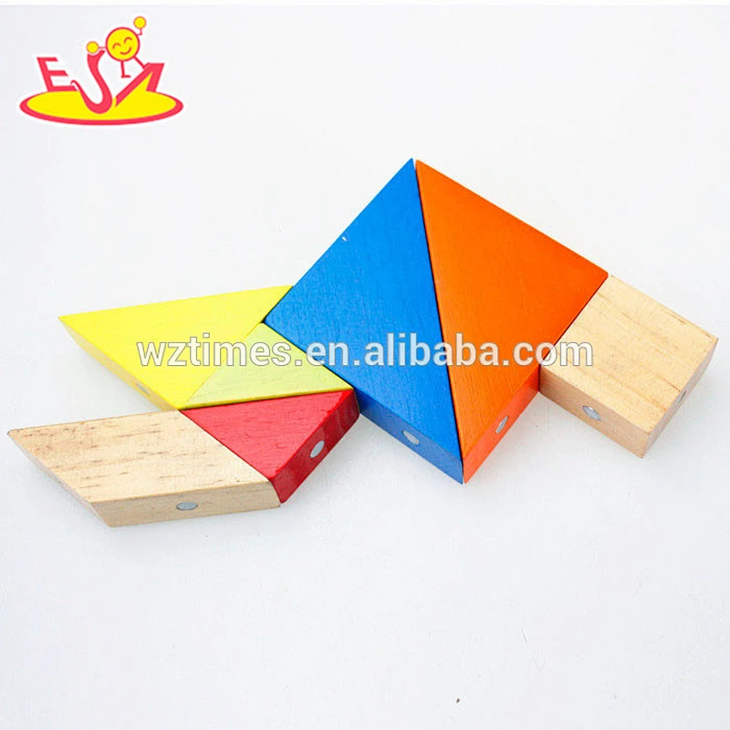 2018 new design kids wooden magnetic tangram fashion children wooden magnetic tangram baby wooden magnetic tangram W13A096
