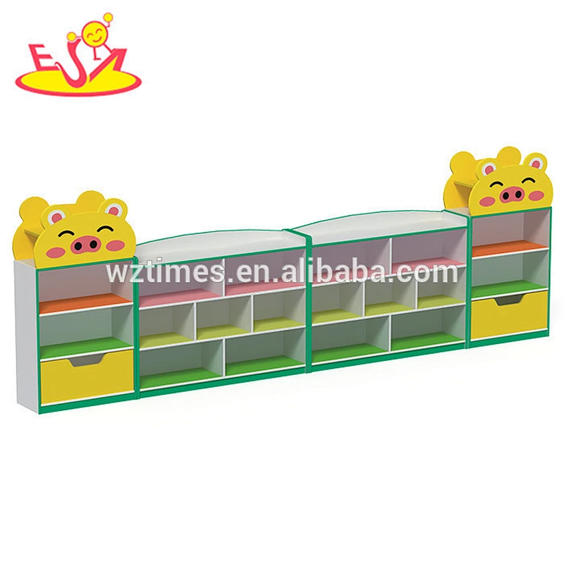 Wholesale kindergarten cabinets wooden kids toy storage high quality wooden kids toy storage W08C199