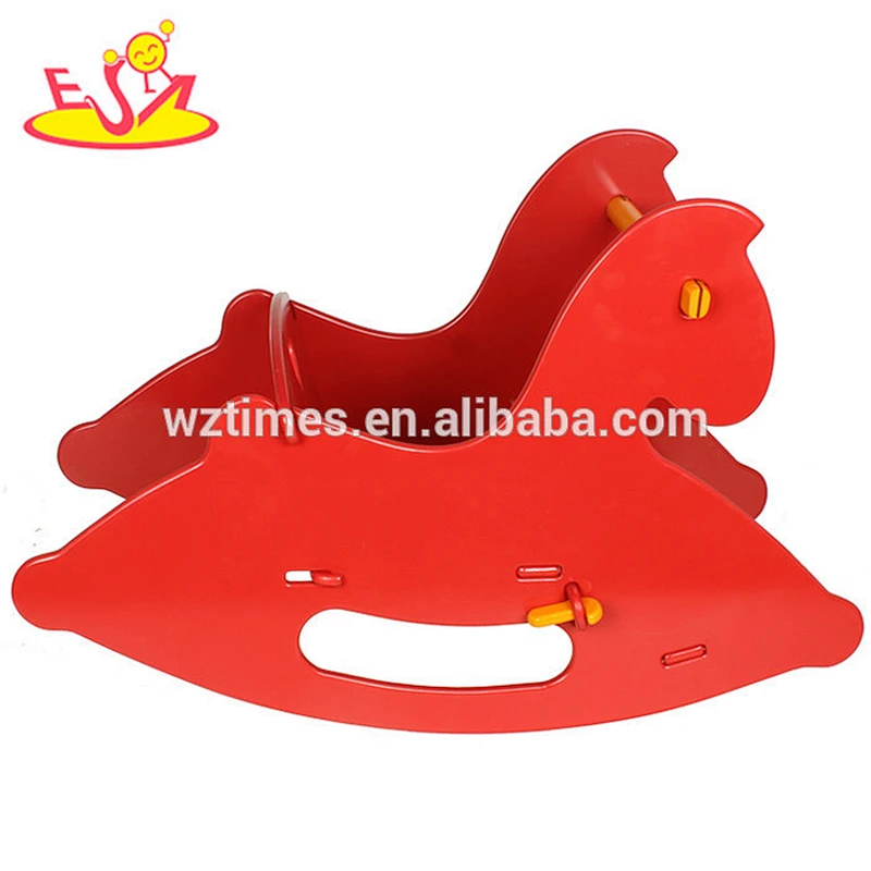 2018 wholesale high quality environmental wooden rocking horse W16D082A