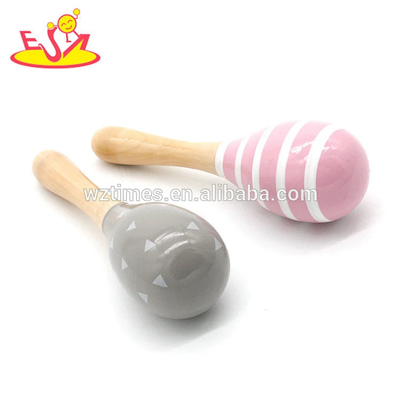 2018 Wholesale classical kids percussion toy small wooden maracas for girls W07I127