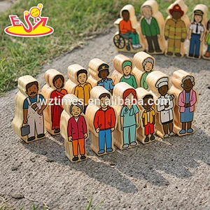 Wholesale early learning 42pcs wooden puppet doll toy hot sale wooden puppet doll toy for baby W06D067