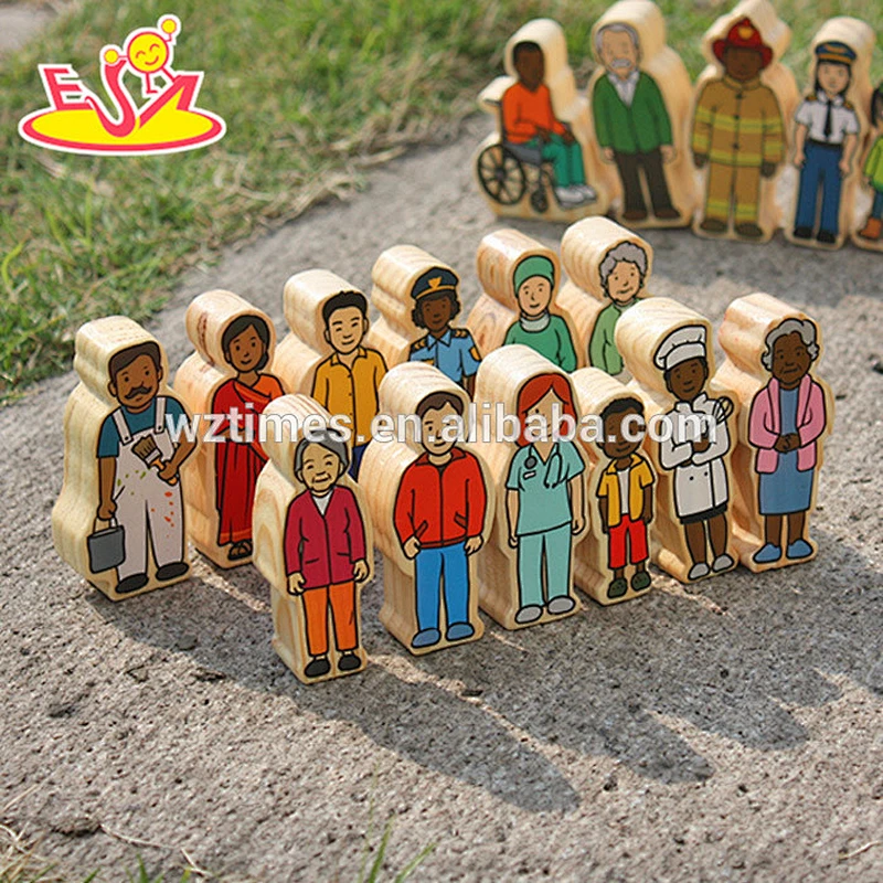 Wholesale early learning 42pcs wooden puppet doll toy hot sale wooden puppet doll toy for baby W06D067
