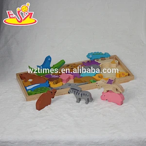 2018 wholesale kids wooden animal jigsaw puzzles funny toy children wooden animal jigsaw puzzles W14A158