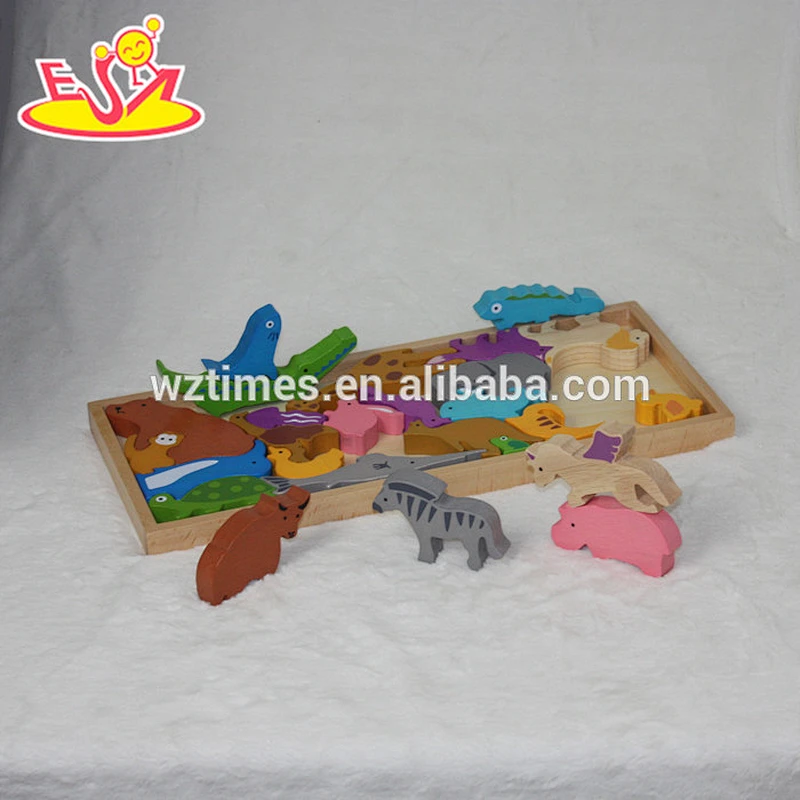 2018 wholesale kids wooden animal jigsaw puzzles funny toy children wooden animal jigsaw puzzles W14A158