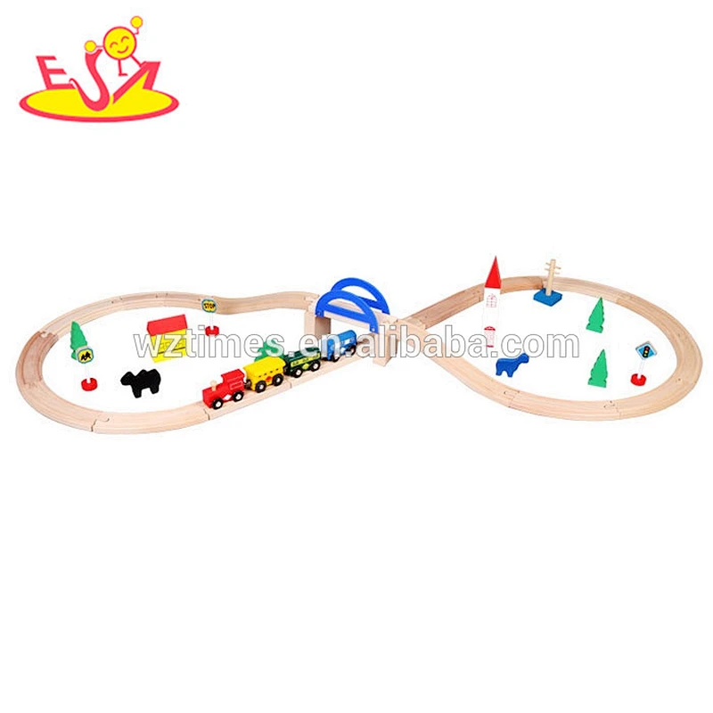 2018 wholesale baby wooden train toy tracks 39 pieces wooden train toy tracks W04C055