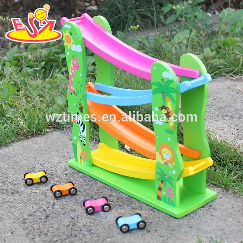 2018 New design wooden Marble Run toys funny wooden speed car toys educational wooden marble run for toddlers W04E046