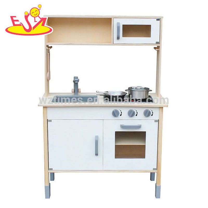 Kinderküche aus Holz für Neuankömmlinge im Vorschulalter in Weiß und Natur W10C396