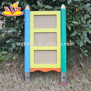 Wholesale home decoration pencil style wooden 3 layer photo frame for family W09A035