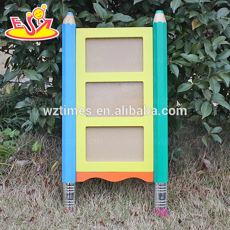 Wholesale home decoration pencil style wooden 3 layer photo frame for family W09A035