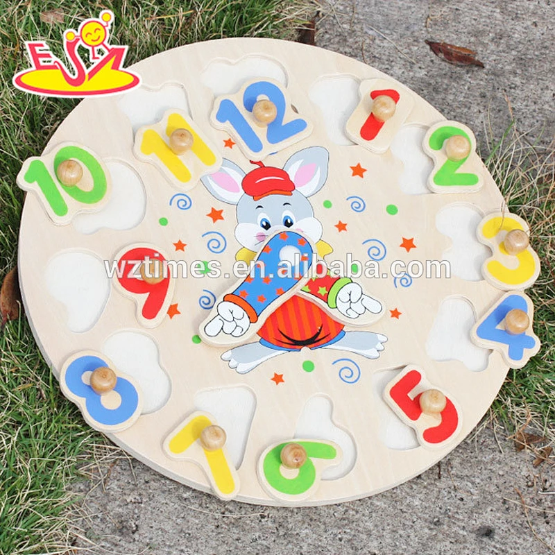 new fashion kids educational wooden clock toy for wholesale W14K001