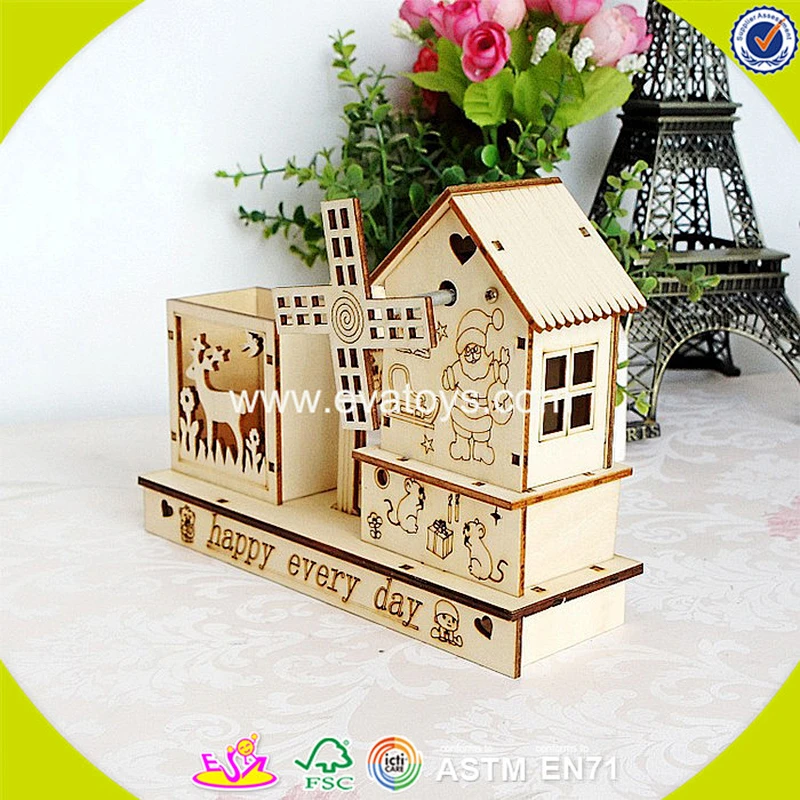 Wholesale top fashion children wooden pen container popular wooden pen container W02A031