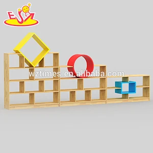 Wholesale kindergarten kids wooden storage shelves best children home furniture wooden storage shelves W08C198