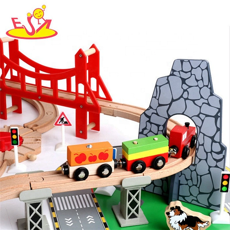 Promotion educational 100PC wooden train set for children W04C174