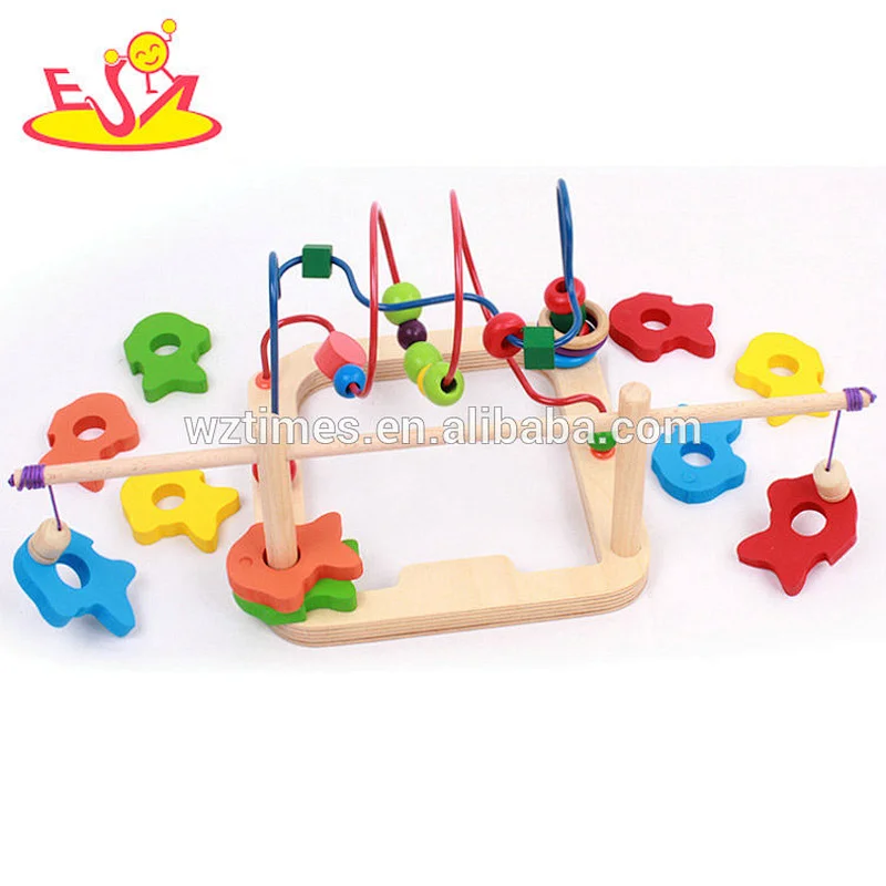 Wholesale best quality kids wooden beads cube toy for sale W11B165