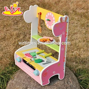 Großhandel Vorschule Kinder spielen Grill Holzspielzeug Bbq Set neue Design Mädchen Holz Spielzeug Bbq Set W10C302